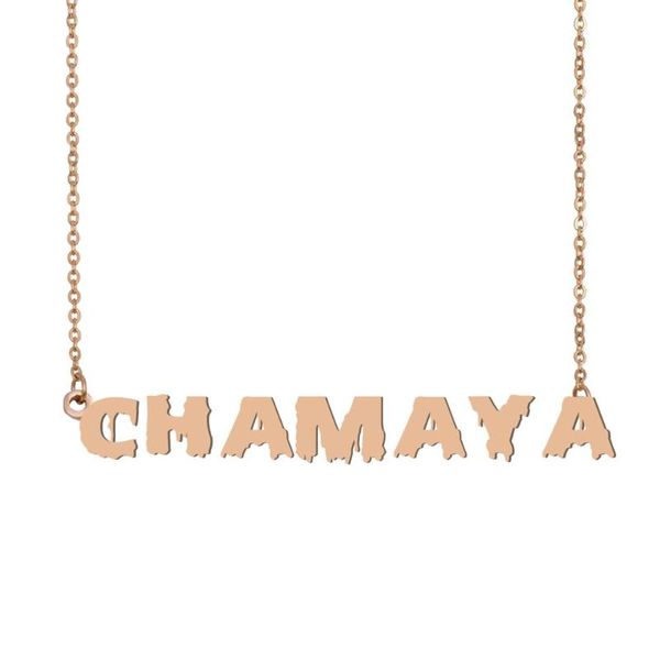 

chamaya name necklace , cool bloody art name necklace for halloween and santa's day jewelry gift for kids boys girls, Silver