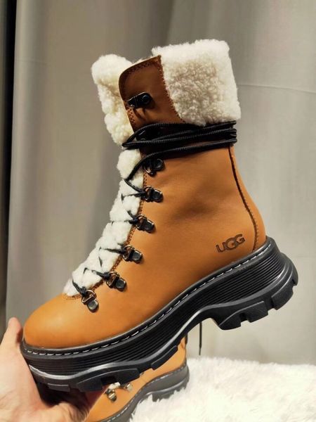 

australian snow boots women's fur one new fashion winter plus velvet thick short boots leather waterproof martin boots size :35-40, Black