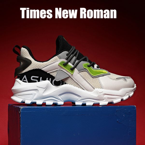 

times new roman 2020 summer fashion mesh men chunky sneakers sweat-absorbant male casual shoes for men breathable footwear, Black