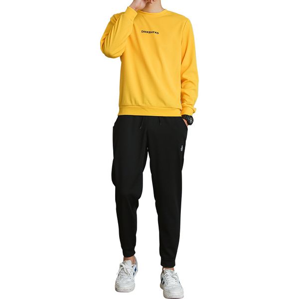 

осень мужской свитер с длинным рукавом письмо с длинными рукавами брюки из двух частей японского большого размера случайный спортивный костю, Black