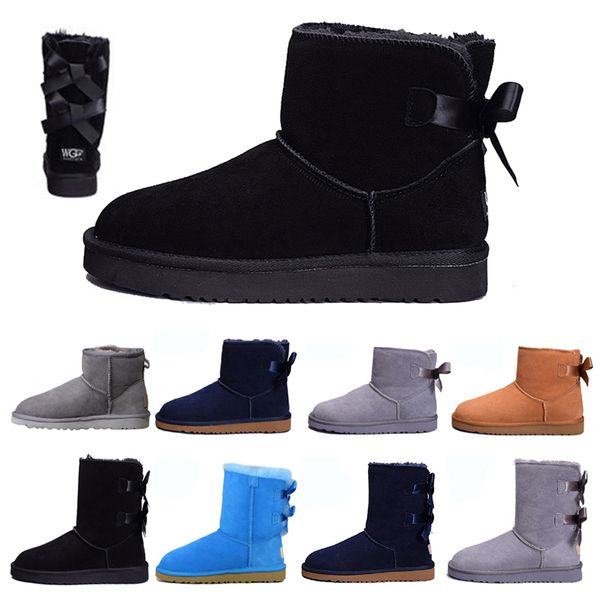 

quality chestnut black blue coffee two bows black khaki women man classic winter boots shoes size 36-41