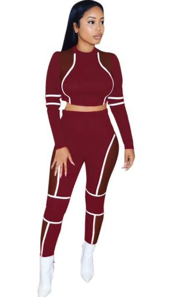 

модельер для женщин sexy костюм одежда повседневный crop панелями топ и тощий pant спортивная одежда, White
