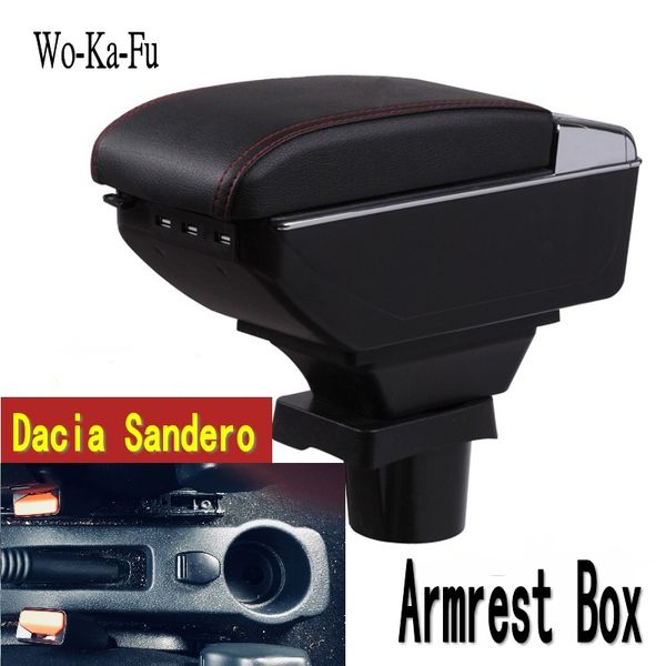 

for dacia sandero armrest box central store content storage box dacia stepway armrest with cup holder ashtray usb interface