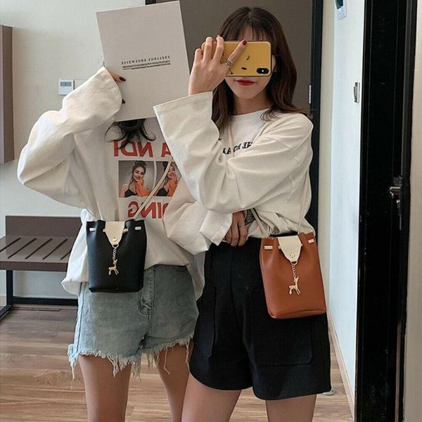 

women's fashion crossbody bag pu leather solid color cute deer shoulder bag