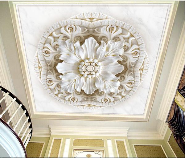 

custom 3d p wallpaper 3d romantic embossed three-dimensional classical flower marble 3d ceiling wall papers home decor