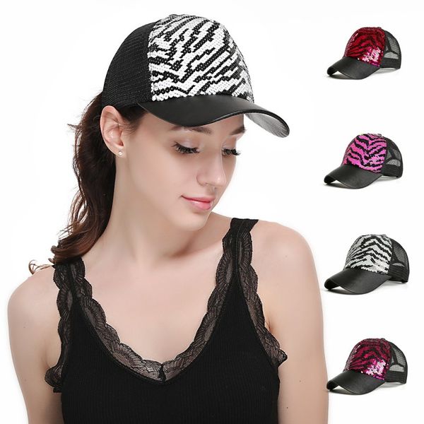 

weixinbuy glitter ponytail baseball cap women snapback hip hop caps female sequins shine summer hats mesh outdoor hat bone f5, Blue;gray