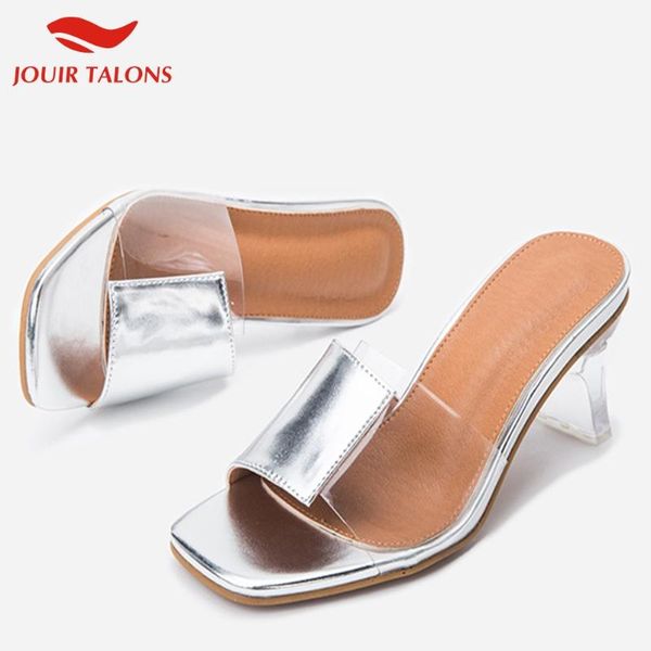 

new arrivals wholesale big size 43 strange clear heels transparent pvc shoes women summer sandal mules woman slippers, Black