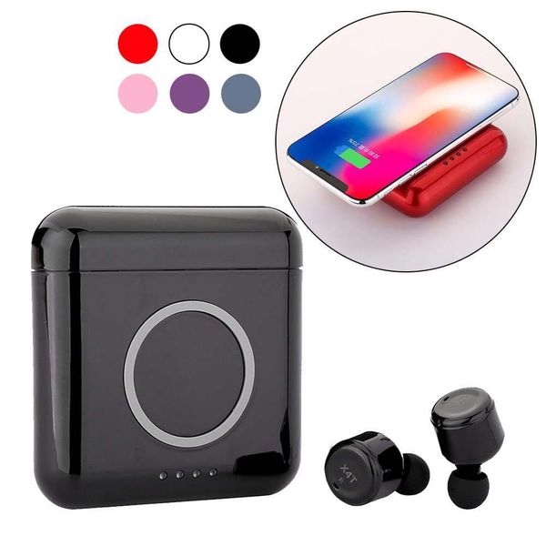 

x4t tws bluetooth headphones earphone wireless charger box for mobile phone hifi headset with micphone earphone for iphone 8 x with box