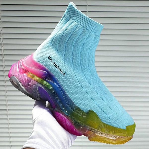 

2019 socks boots mens and womens fashion wild breathable jogging shoes crystal bottom fashion stretch boots size 35-45