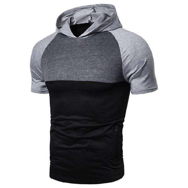 

panelled zipper pocket hooded designer t shirts summer fashion breathable mens tees casual teenager t shirt mens clothes, White;black