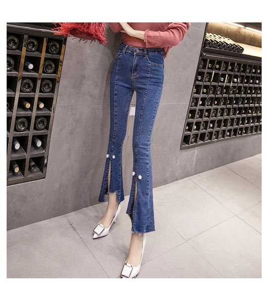 

blue the new nail bead embroidery jeans women nine points