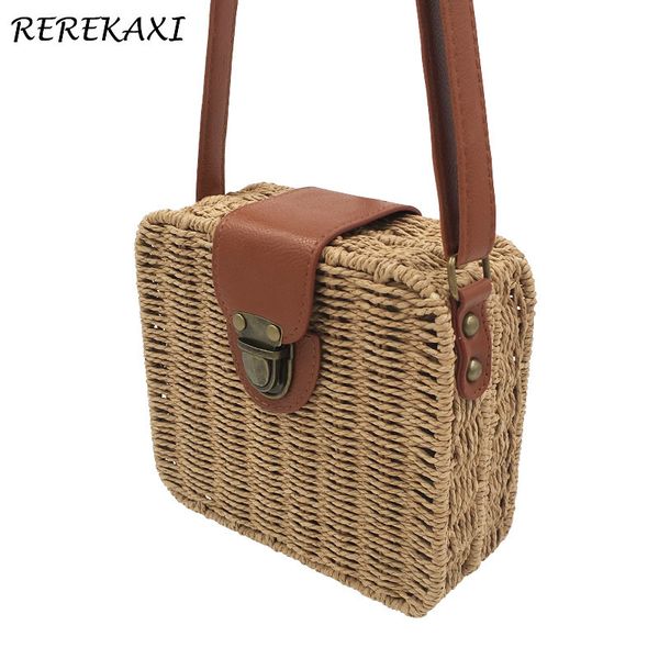 

rerekaxi hand-woven candy color women straw bag ladies small shoulder bags bohemia beach bag crossbody bags travel handbag tote sh190710