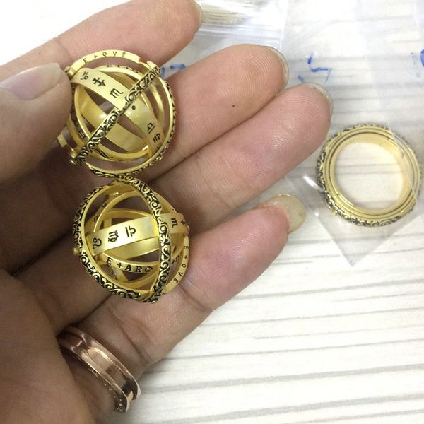 

925 silver love astronomical ball ring creative personality customized ring pendant characteristic spherical couple, Golden;silver