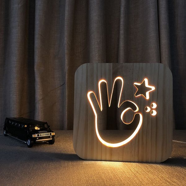 

creative led wood night lights 3d ok design luminaria wood night lamp for children bedroom bedside light