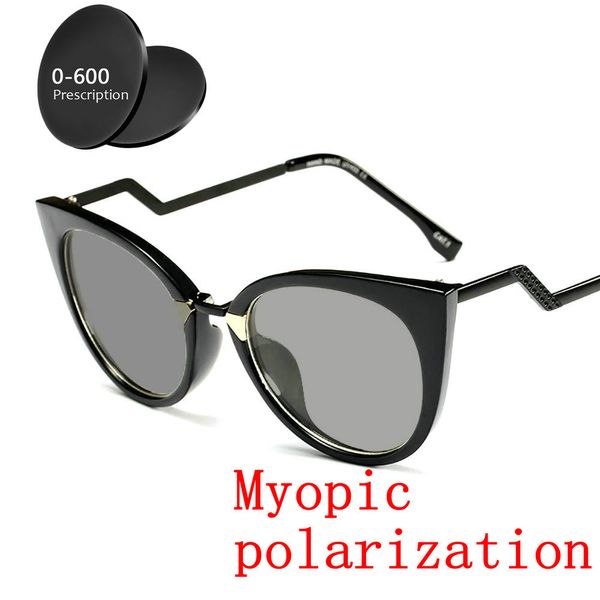 

1.61 customize prescription finished polarized myopia sunglasses women sighted optics ladies fashion cat sunglasses uv400 fml, White;black