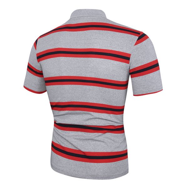 

large size summer business leisure t-shirt stripes fold-down collar men's short sleeve polo shirts 1608-1-dt, White;black