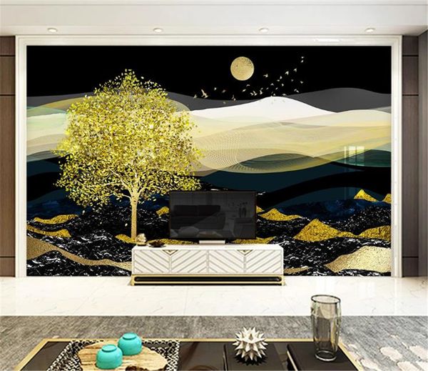 Niedriger Preis für Tapeten Neue Chinesische Abstrakte Landschaft Glück Baum Wohnzimmer Schlafzimmer TV Hintergrund Wand Wand papier