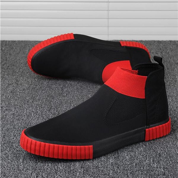 

canvas trainers slip-on chunky sneakers for men high shoes espadriles trending 2020 fashion men casual shoes man sneaker, Black
