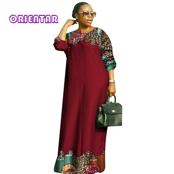 2018 novos vestidos africanos para as mulheres Design de Moda dashiki mulheres bazin riche o-pescoço longo solto dress dashiki plus size 6xl WY2879