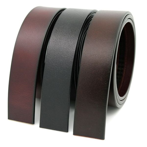 

real genuine leather belt men no buckle 3.5cm design fashion modern youth jeans decorative new belt 110-125cm, Black;brown