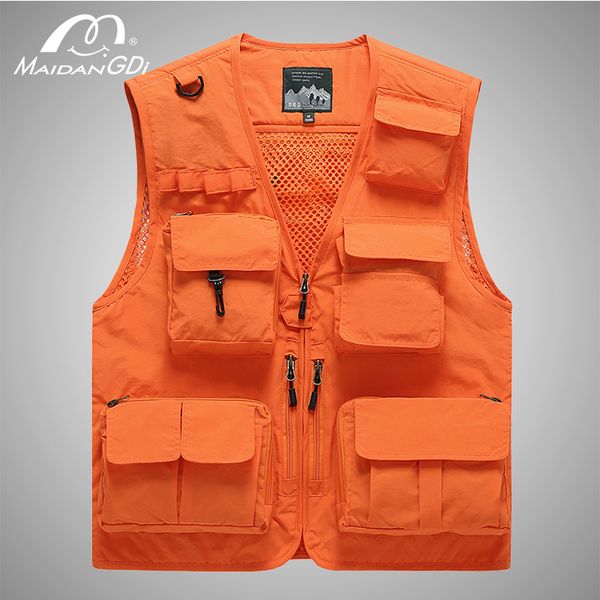 

maidangdi 2020 autumn multi-pocket men's vest thin fashion tide breathable outdoor mountaineering movement waistcoat, Black;white