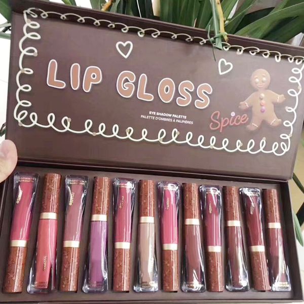 

2019 makeup face gingerbread christmas lipsticks set 12pcs/set melted matte lipstick 12colors gift set 2styles cosmetics dhl shipping