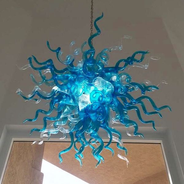 

modern clear and turquoise glass chandelier living room pendant lighting hand blown glass chandelier led dining room lighting