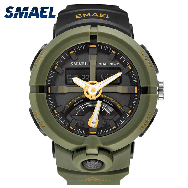 

smael 1637 outdoor sports watches men watch fashion casual electronics wristwatches waterproof digital quartz watch, Slivery;brown