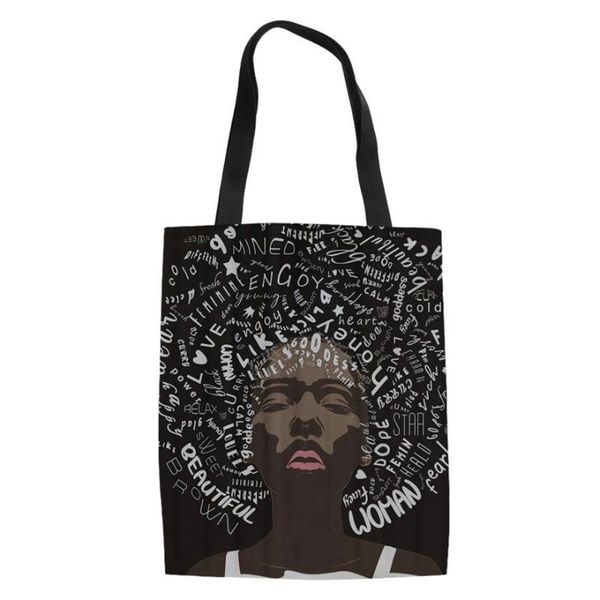 

whereisart black art african girls printing linen tote bags women heavy duty shopping bags ladies reusable shopper bag females