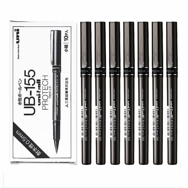 

10pcs/lot japan uni ub-155 gel pen 0.5mm water resistant metal pen ball student exam business office supplies