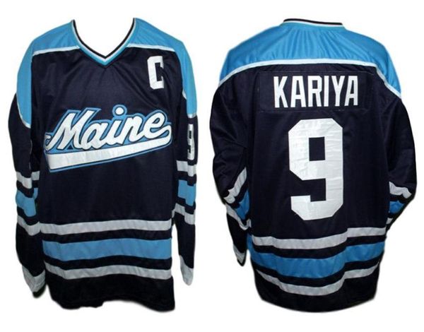 

paul kariya #9 university of maine black bears 1993 vintage navy blue retro ice hockey jersey men's stitched custom number name jerseys, Black;red