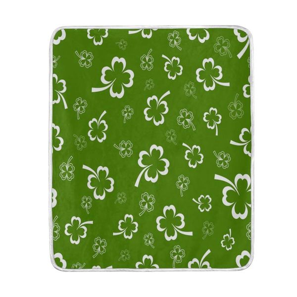 

st patricks day shamrock clover blanket soft warm cozy bed couch lightweight coral fleece blanket throw for kids women boy