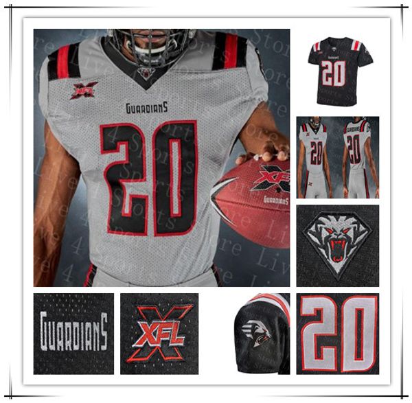 

custom xfl 2020 ny guardians football jersey matt mcgloin luis perez tim cook iii mekale mckay colby pearson garret dooley stitched 4xl, Black;red