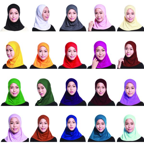 

2019 fashion women hijab neck cover scarf bonnet full cover inner hijabs cap bone lady islamic muslim headwear muslim plain cap, Red