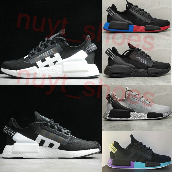 

2020 nmd runner r1 v2 primeknit triple black white bee nmds designer running shoes for men women oreo nmds runner sports sneakers eur 36-45, White;red