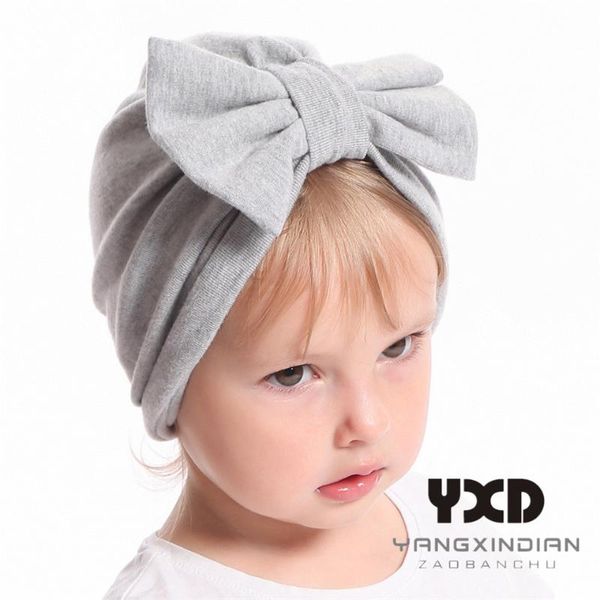 

девочки твердые хлопок большой лук высокое качество шлема детей ободки soft удобный тюрбан 2020 детские шапки новые аксессуары для волос, Yellow