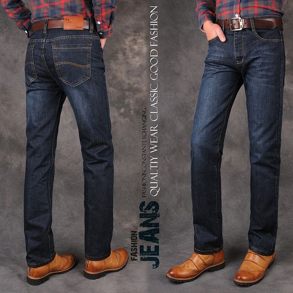 

new spring jeans men trend youth slim fit straight jeans men's fashion business casual cotton pants, Blue
