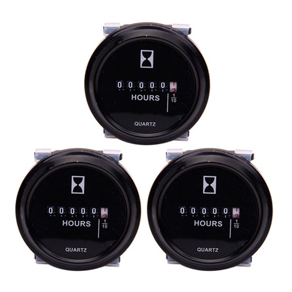 

3 pieces 6v-80v dc / ac round quartz hour meter gauge for boat car truck