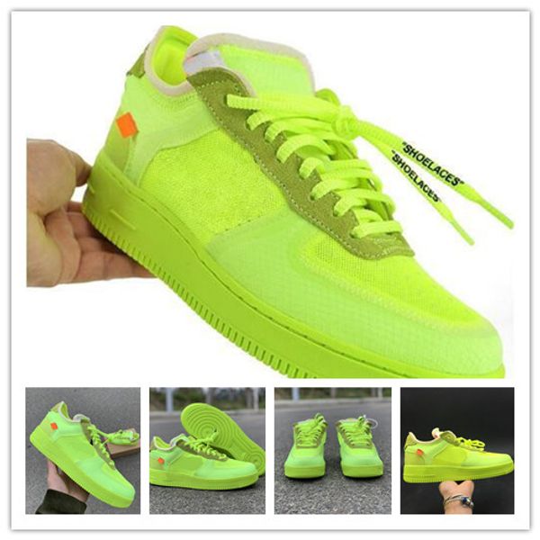 

with boxes)2019 forced 1 volt 2.0 fluorescent green black running shoes for 1s men women athletic sneakers size 36-45