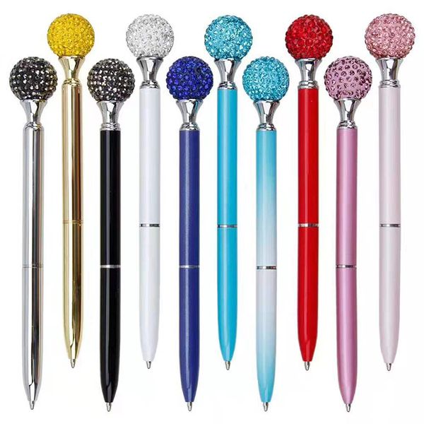 

crystal pen big diamond ballpoint pen gem wedding office supplies gift metal luxury crystal element roller ball pen rose gold dhl, Blue;orange