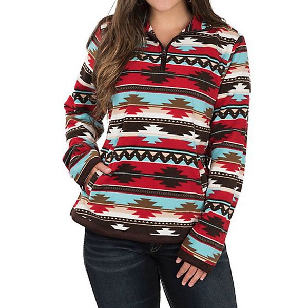 

ladies loose large size fashion new ethnic style print zipper pocket shirt, Black