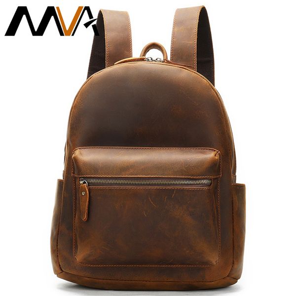 

retro genuine leather backpack men 13" lapbag backpacks travel school leather backpack men male backpacks man back pack 2315