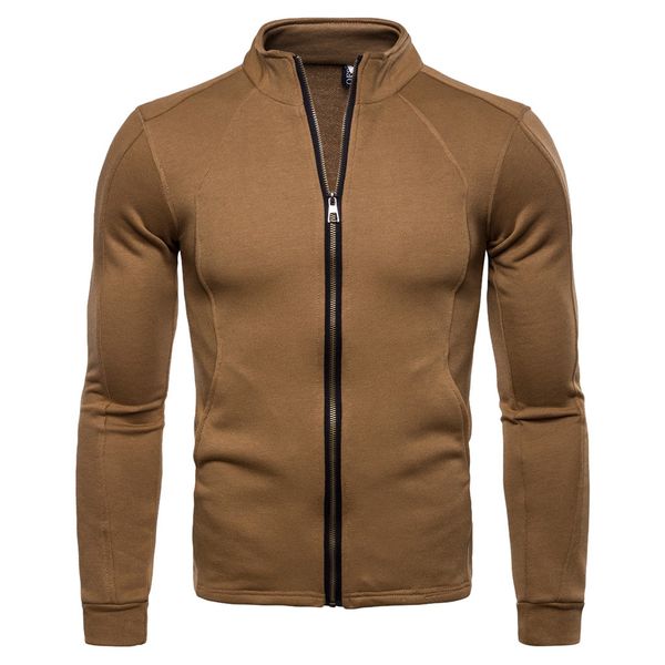 

spring men's jackets solid coats male casual stand collar zipped jacket outerdoor overcoat men slim fit varsity jacket overcoat, Black
