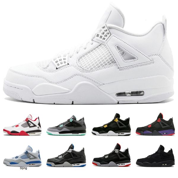 

fashion 4 4s basketball shoes men sneakers pure money bred black cat cactus jack cavs white cement designer sports sneakers us 7-13
