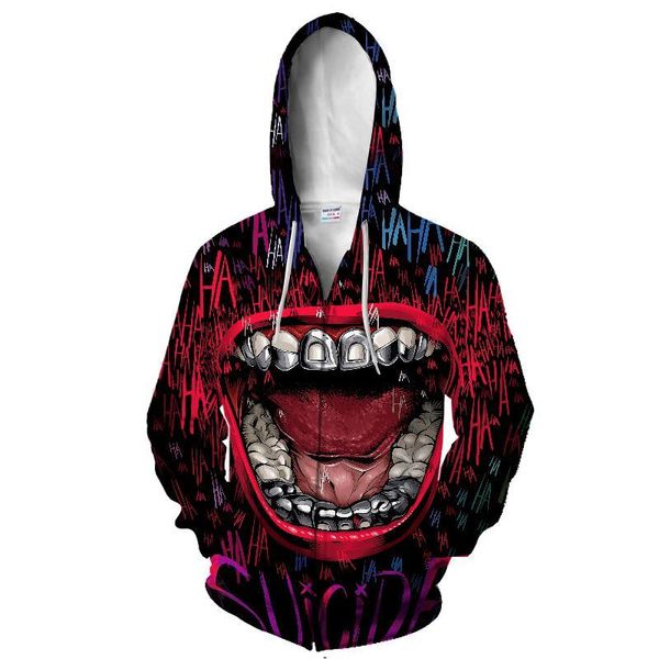 

2019 novos men and women 3d personagem zipper hoodie de anime hoodies moda pullover encabea super hoodies jaqueta big size 6 xl, Black