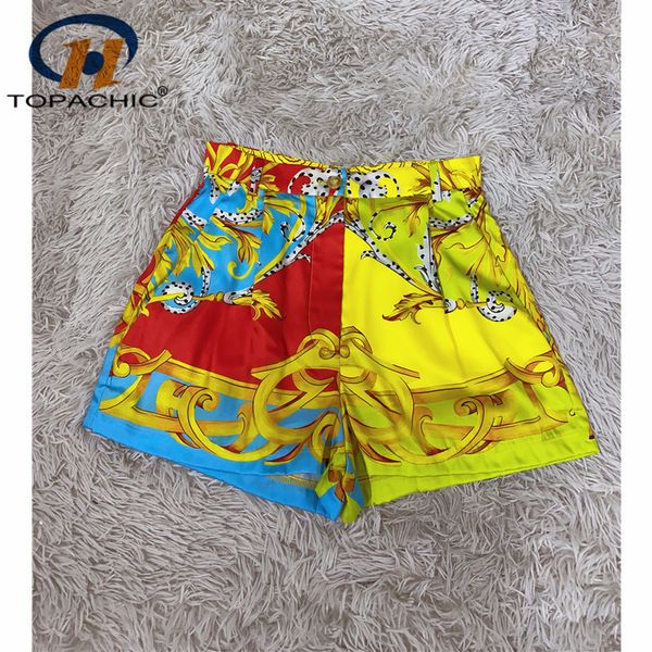 

women's shorts 6.29 2021 summer fashion vintage high waist flower print casual, White;black