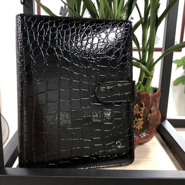 

new crocodile leather notebook black agenda luxury mans diary office notebook notepads handmade personal diary stationery products, Purple;pink