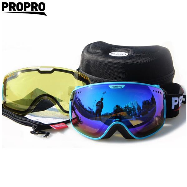 

propro brand professional ski goggles 2 double lens anti-fog uv400 big spherical skiing eyewear men women snow glasses,d-305