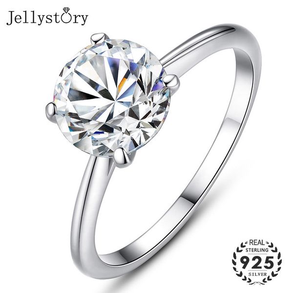 

jellystory 925 серебряное кольцо для женщин серебро круглый moissanite кольцо романтический кольца engagement fine jewelry женские подарки l, Slivery;golden