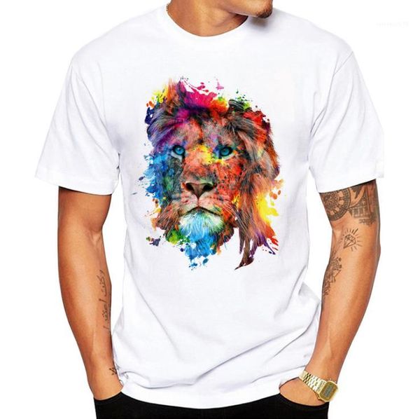 

new comfortable men designer clothing casual fashion popular male king of lion print tshirts summer, White;black